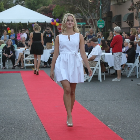 summer short 3 strap dress, with pocket, belt, 100%Cotton, made San francisco, - Picture 4 of 5